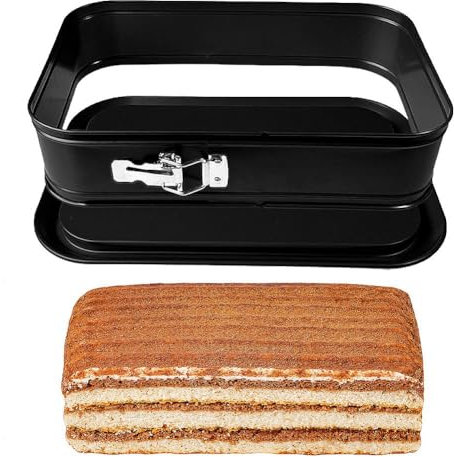 FOGARI Springformen Rechteck | 24 x 14 cm, Backform rechteckig, Springform Antihaft-Käsekuchenform mit abnehmbarem Boden Auslaufsicher