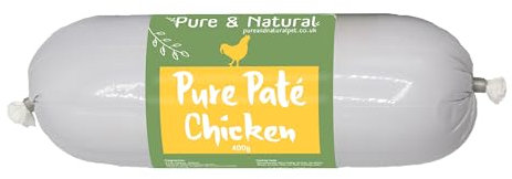 Pure & Natural Wet Dog Food Pate Chub Roll, 97% Chicken 400g - High Meat Content, Moist, Grain Free Dog Food for All Breeds