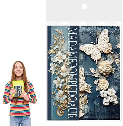 Tuxxjzm Papel de decoupage floral – Papel de álbum de recortes de estilo floral para manualidades, hojas de decoupage para manualidades, decoración decorativa elegante para álbumes de recortes, diario