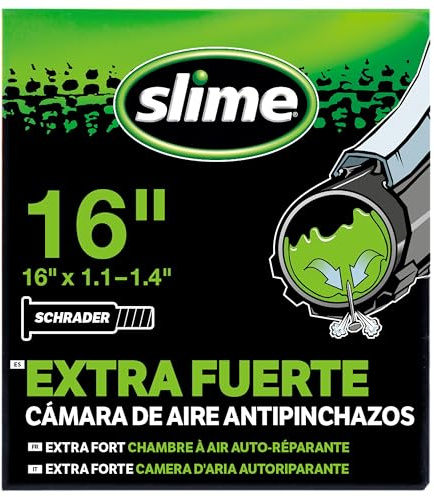 Slime 30094 Cykel Innerslang med Slime Punkteringstätning Medel, Självtätande, Förebyggande och Reparera, Schrader Ventil, 16 x 1.1-1.4
