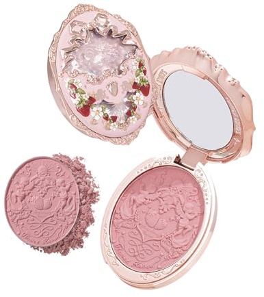 Flower Knows Strawberry Rococo Embossed Blush,Rose Pink Matte Powder Blush for Cheeks,Buildable & Blendable Face Makeup,Soft Long-Lasting Cute Make Up for Women & Girls,0.17 Oz(03 Classic Ballet)