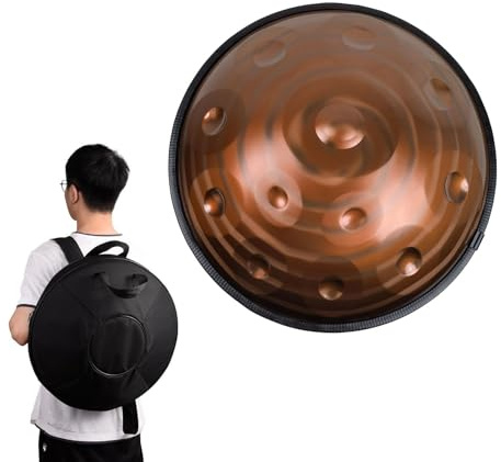 Handpan trumma stål handpanna, 9/10/12 anteckningar handtrumma i D kurd minor, 432 Hz handpan trummor slagverk instrument stål handpanna trumma, med handpannväska, 2 klubbor och handtrumstativ (A,10