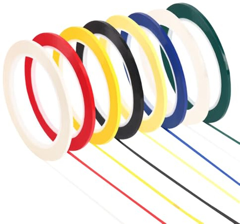 TRKETK 8 Piezas Cinta Adhesiva para Pizarra Blanca Marcador de Cuadrícula 3 mm Cinta Gráfica de Pizarra Blanca Autoadhesiva Tiras Adhesivas Coloridas para Escuela Oficina y Hogar