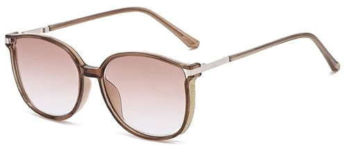 AOOLIA Gafas de sol con lectura para mujer y hombre, gafas de sol UV400 para hombre y mujer, gafas de sol para lectura de sol, visión clara, marrón