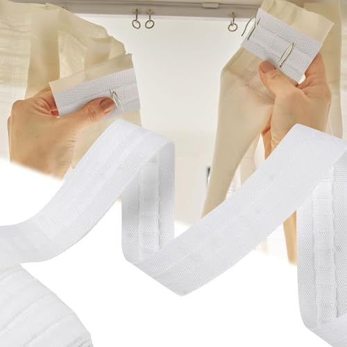 ZexJpr 2 rollos de cinta fruncidora para coser, 30 m x 2,5 cm, cinta fruncidora blanca para planchar, ideal para cortinas y decoración de ventanas, cortinas decorativas