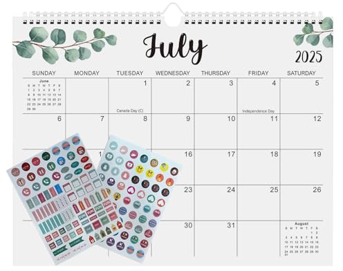 Lesunbak Calendar 2025-2026 Wall, Decorative Hangable Calendar, 18-Month Wall Planner for Bedroom Study, Decorative Twin-Wire Schedule Planning Supplies