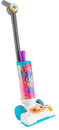 Fisher-Price Toddler Toy Laugh & Learn 2-in-1 Vacuum with Duster, Lights & Music for Pretend Play Kids Ages 2+ Years, Multilanguage Version, JMM33