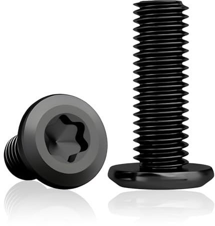 Lurendal 30 stycken platt huvudskruvar M6 x 20 mm svart Torx 304 rostfritt stål, linshuvudskruvar svarta maskinskruvar helgängade, möbelskruvar för montering underhåll