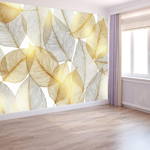 Moderno Papel Pintado Estilo Pastoral Natural 250 X 175 Cm, Gris Minimalista Planta Hoja 3D Fondo Pared Dormitorio Murales Tapiz Para Diversas Habitaciones - Tapiz Fotográfico Para Arte De Pared