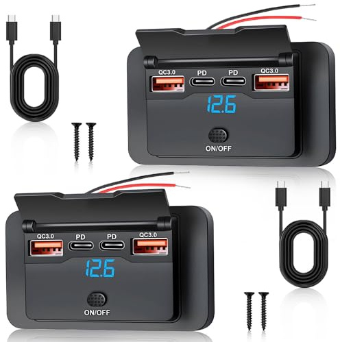 2 Piezas Toma USB 12V Montaje en Pared 76W Doble PD 36W y Doble QC3.0 18W