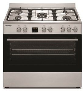Corberó - Cocina de Gas Butano | CC900X | Horno 96L Panorámico | 5 Fuegos con Opción Wok | Autoencendido Integrado | Fácil Limpieza | Inox