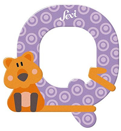 Sevi 83017 Tier Holzbuchstaben Q Quokka ca. 10 cm, Türbuchstaben für Kinderzimmer, ABC Lernspielzeug aus Holz, pädagogisches Spielzeug für Kinder ab 3 Jahren, Buchstabe Tiere, Lila