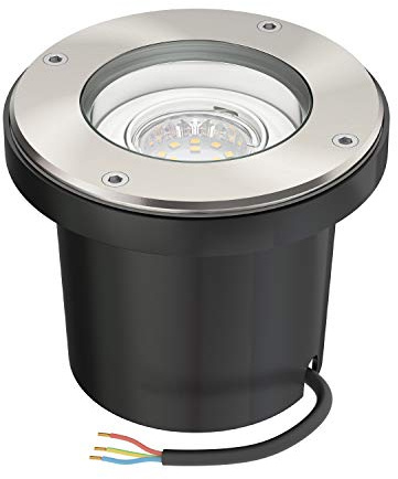 ledscom.de Luminaria empotrada en el suelo BOFU para exteriores orientable de acero inoxidable IP67 150mm Ø incl. lámpara LED (blanco cálido, 2,339W, 227lm, 110°)