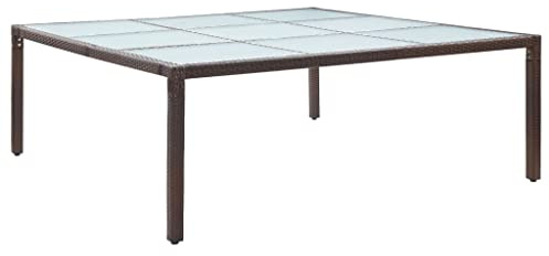 vidaXL Mesa de Comedor de Jardín Centro Muebles Patio Exterior Aire Libre Terraza Restaurante Mesita Cocina Consola Ratán Sintético Marrón