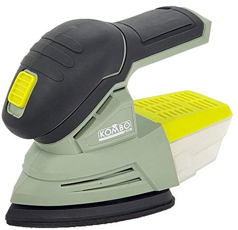 KOMBO PRO - Levigatrice Orbitale Palmare a Batteria 20V – 10.000 Giri/min, Platorello Triangolare 135x135x95 mm, Attacco HOOK&LOOP, Contenitore Polveri con Filtro, Motore in Rame