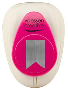 Vaessen Creative Motivstanzer Banner - 2.1 x 1.4 cm - Stanzer für Bastelpapier, Tonpapier, Scrapbookpapier oder Decoupagepapier, Weiß/Rosa