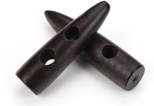 12 Stück Knebelknöpfe schwarzbraun 30mm Keil Knebel 2 Löcher länglich Knöpfe Keilknöpfe zum annähen nähen basteln - Jackenknöpfe Mantelknöpfe