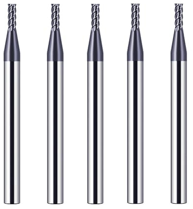 CREEYA 5 pezzi Fresa in metallo duro 2mm, 4 flauto/4 Precision CNC Fresa, HRC55, Nero Rivestimento in AlTiN, frese cnc 2mm per Acciaio Metallo legno Acrylique Plastique (2mm)
