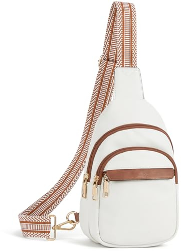 BOSTANTEN Small Sling Bag for Women Leather Crossbody Bags Fanny Pack Chest Bag for Travel, Beige