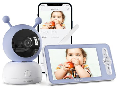 BOIFUN 4,3 Zoll 1080P Babyphone mit Kamera, PTZ, Multifunktions-Überwachung, unterstützt Zwei-Wege-Sprechanlage und Bewegungsverfolgung