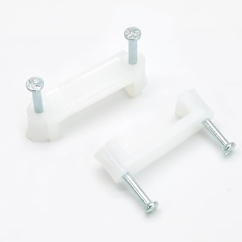 Biaungdo 100 Pcs Cable Wire Clips with Two Steel Nails, 12mm White Cable Clips Nail Management Nail-in Clamps Wall Wire Cable Fasteners for Ethernet Cord, Cable(6mmx2)