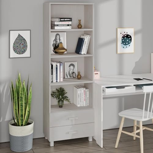 Xichuzi Aparador Alto, Aparador Cocina, Aparadores para Salon, Mueble Salon, Mueble Cafetera, Mueble Buffet, Alacenas Y Vitrinas, de Madera Maciza de Pino Blanco 60x35x180 cm