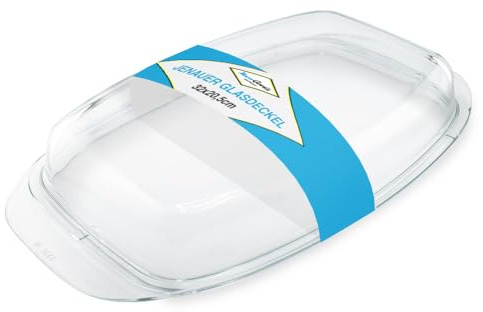 MaxxGoods Jenauer glaslock – ugnsform med handtag 32 x 20,5 cm, tillverkad av värmebeständigt glas och ugnssäker upp till 260 °C – glasugnsform, ugnslock, ugnsform diskmaskinssäker – passar alla