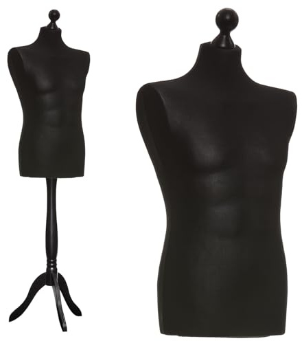 DummyDoll Schneiderpuppe männlich Größe 50/52, Überzug schwarz, Holzdreibein schwarz