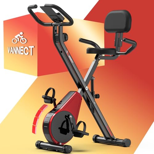 Upgraded Folding Exercise Bike with 16-Level Adjustable Magnetic Resistance, 360LBS Quiet Foldable Indoor Cycling Bike, Fitness Stationary Bike with LCD Display & Large Comfortable Seat Cushion