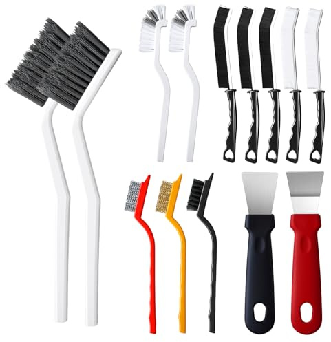 14Pcs Crevice Cleaning Brush Set, V Shape Grout Cleaner Brush for Deep Cleaning Gap, Hard Bristle Scrub Brushes Tools, Cleaning Supplies for Household Use, Bathroom, Kitchen, Toilet, Window
