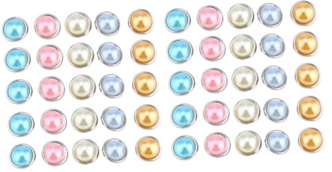 SHINEOFI 2 Sätze Dekorative Nägel Scheckheft Scrabbook Scrabook Papierbasteln Handgemachte Dekoration Mini Runden Klein Perle Scrapbook-brads Zackenpapierverschluss Legierung 50 Stück * 2