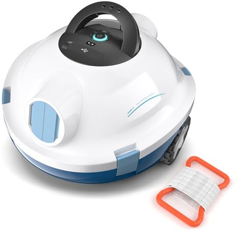 Robot Nettoyeur de Piscine sans Fil, aspirateur de Piscine Puissant et Automatique, 90 Minutes d'autonomie, Auto-stationnement, idéal pour Les piscines Plates Hors-Sol et enterrées jusqu'à 100 m²