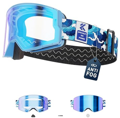 KAPVOE Gafas de Esquí Fotocromáticas y de Colores Antivaho UV400 Diseño OTG para Hombres Mujeres y Adolescentes para Esquí y Snowboard K722