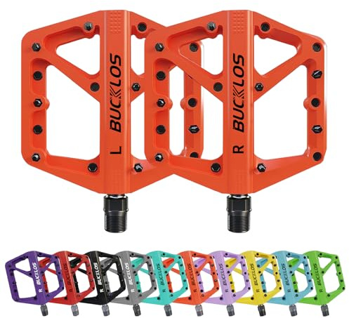 AEYINO Pédales VTT - Pédales de vélo de montagne plates - Grande plateforme en nylon antidérapante pour vélos de route pour adultes - Gravel/Hybride 9/16 pouces