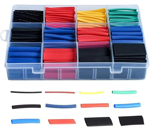 Tubo Termoretractil 800 Piezas,12 Tamaños (1.0-13.0mm) en 5 Colores con Caja de Almacenamiento - Contracción 3:1, impermeable,Para Aislamiento Eléctrico y Reparación de Cables
