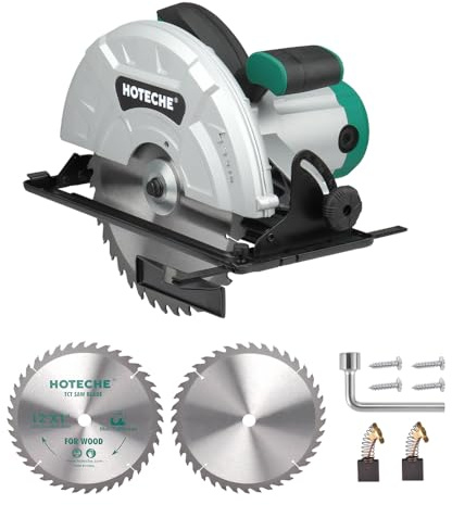 Hoteche 2300W Handkreissäge, 255MM TCT-Sägeblatt, 3300U/min, Aluminiumgehäuse, Farbbox