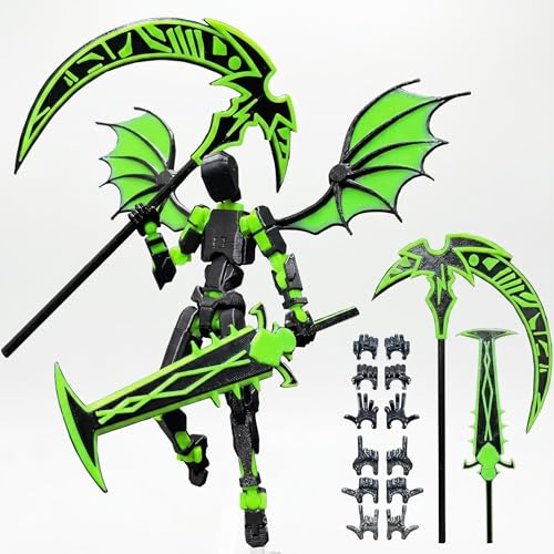 T13 Action Figure Multi Jointed Movable 3D Printed Robot Model Black Red t13 Action Figure Set For Collectors Game Lovers or Present Fans Desktop Decor Collecting and Easter Gifts (Black Green)
