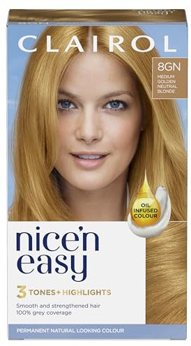 Clairol Nice'n Easy Crème, Natural Looking Oil Infused Permanent Hair Dye, 8GN Medium Golden Neutral Blonde