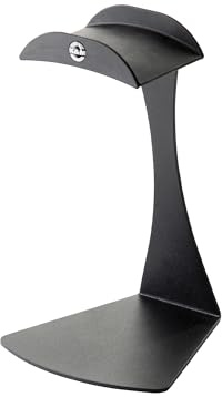 K&M Konig & Meyer 16075.000.56 Headphone Table Free-Standing Holder | Protective Rubber Padded Arm | Slip-Resistant Base | Black Structured Surface | Steel Design | Headset Accessory | German Made