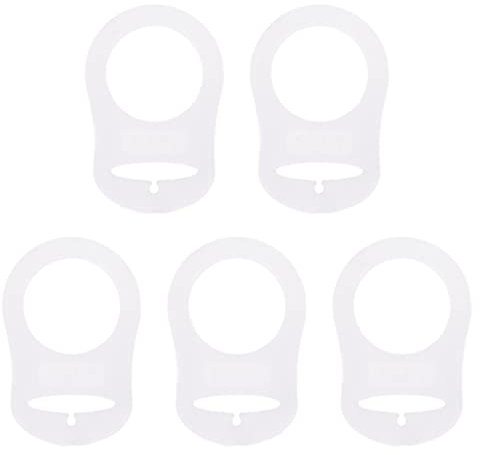 LLLucky 5 Stücke Silikon Baby Dummy Schnuller Halter Clip Adapter Ring Taste Stil Schnuller Adapter für MAM Ringe Transparent