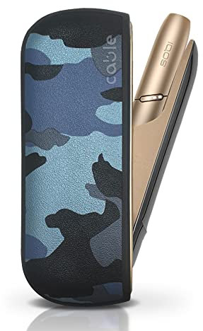 Cable Technologies Camou Case compatible IQOS® 3 Coque de protection semi-rigide semi-dure cigarette électronique contre les rayures chutes et les chocs accidentels, motif texture camouflage (bleue)