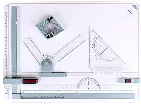 RUNMIND A3 Zeichenplatte Zeichenbrett Zeichentisch, Reißbrett einfache Zeichenplatte mit Zubehör Schnell-Zeichendreieck für das Professionell Office Arbeiten Studenten Studium
