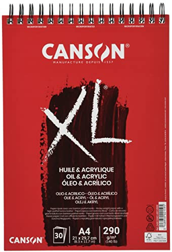 CANSON XL® Huile & Acrylique, Öl- und Acrylmalblock, DIN A4, 30 Blatt, 290 g/m²