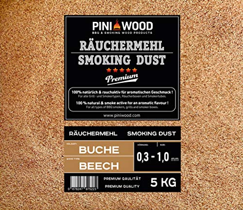 PINI 5 kg de harina para ahumar, de haya, 0,3-1 mm, 18 litros