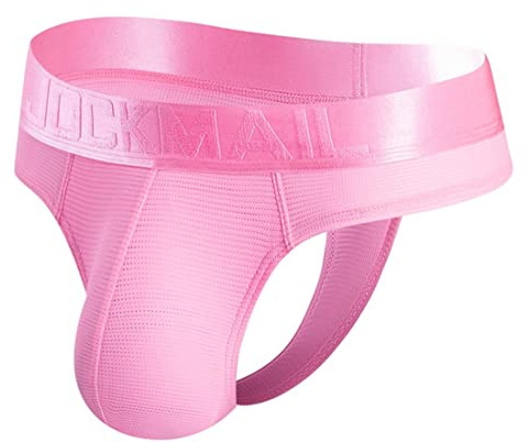 JOCKMAIL Jockstrap Mens Underwear Jock Straps Men Athletic Supporters Male Underwear (as8, alpha, l, regular, regular, Pink)