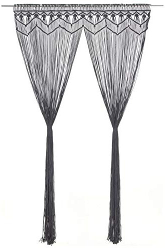 CIADAZ Makramee Vorhang, Türvorhang, Boho Deko Outdoor, Fliegenvorhang, Bodenkissen, Makramee Deko, Balkonvorhang, Raumtrenner Vorhang, Boho Gardine, Anthrazit 140x240 cm Baumwolle