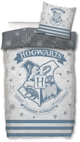 Harry Potter Sängkläder 135 x 200 cm 80 x 80 [med dragkedja] 2-delat påslakan, örngott, vändbar, Hogwarts bomull