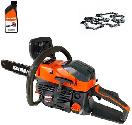 SAKAWA Motosierra Gasolina 48cc 16 + Aceite Engrase para Cadena + Cadena