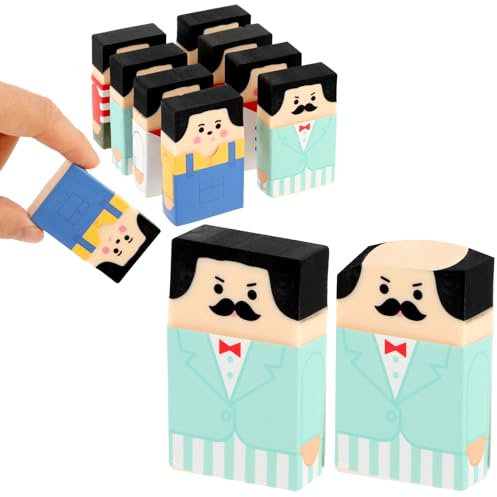 Mabor Lot de 8 gommes à crayon mignonnes pour homme, gommes fantaisie pour enfants, étudiants, artistes, gommes à crayon amusantes, de poilu à sans poils, oncle chauve, fournitures scolaires, papeter