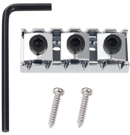 Banworks Electric Guitar Locking String Nut 42mm (1-21/32) Electric Guitar Metal Locking Nuts for Double Tremolo Vibrato Bridge System Electric Guitars JT/SDXZ-01 Chrome